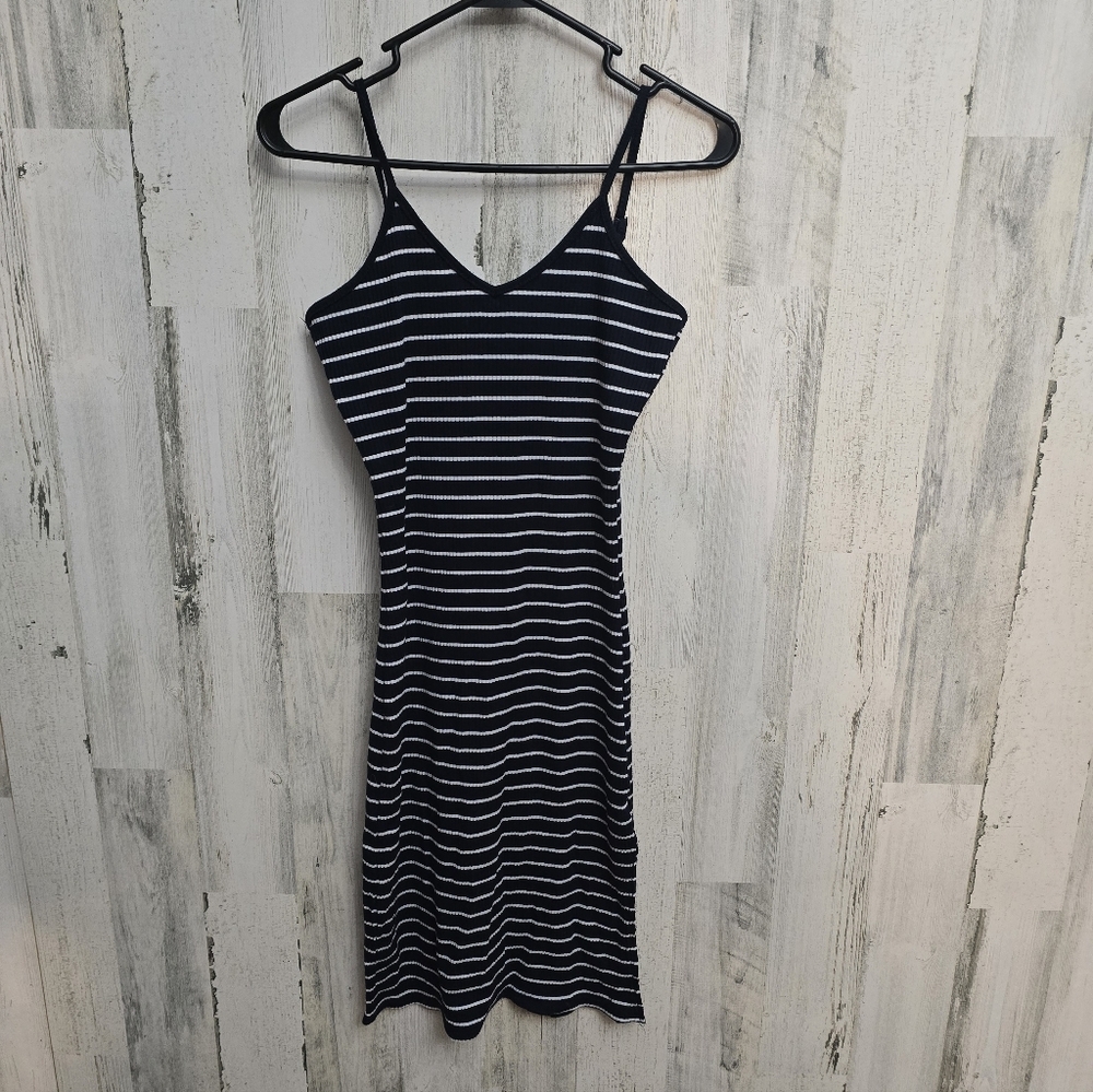 Body Glove Navy Blue and White Striped Midi Dress Size Small